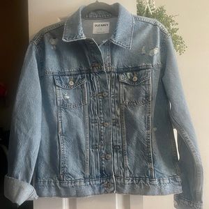 Distressed Light/ Medium Washed Denim Jacket